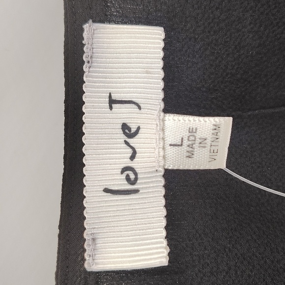 Love J Black Wrap Blouse With Button Detail Size Large Puff Short Sleeve - Picture 4 of 10